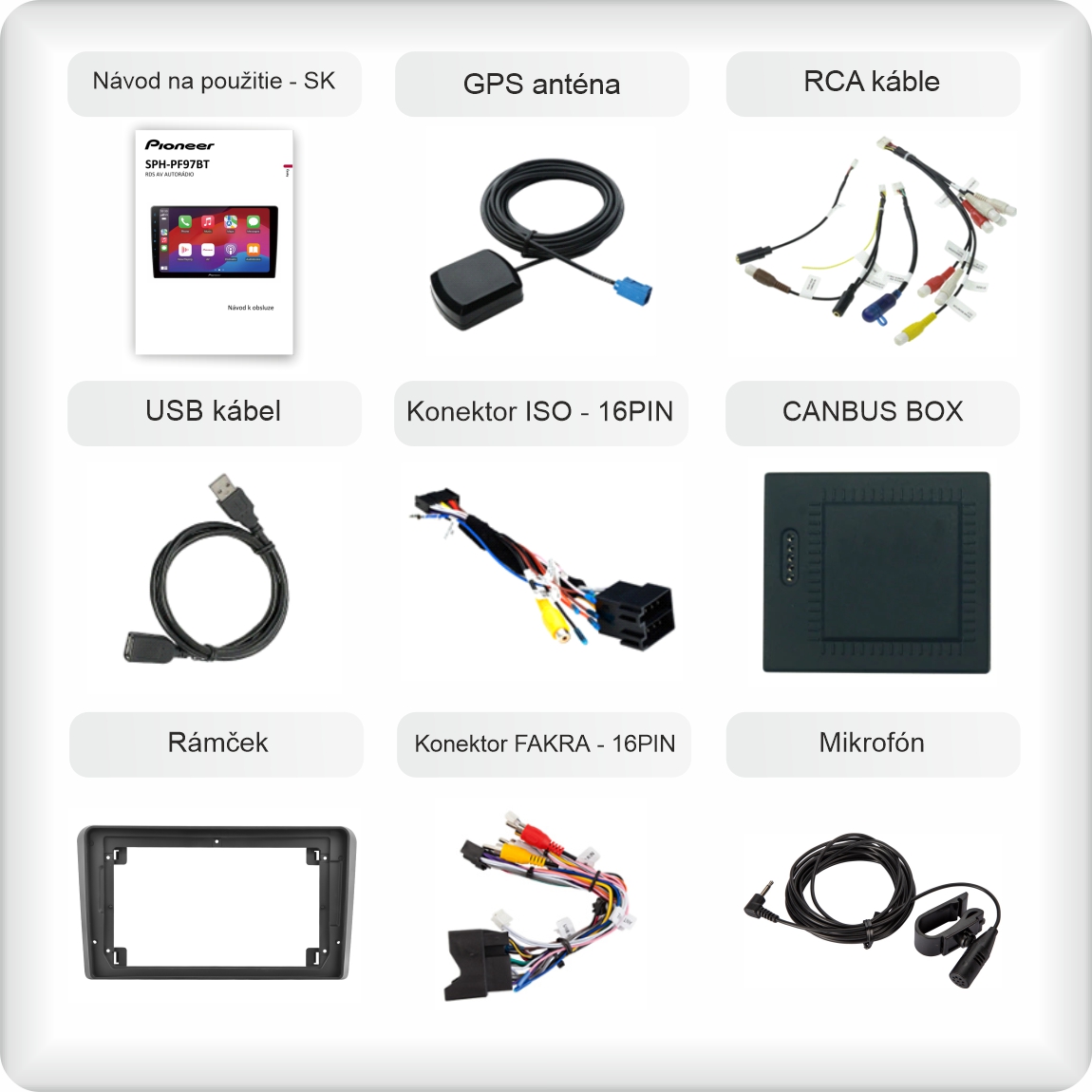 SK příslušenství pro autorádio Pioneer SPH - PF97BT pro audi a3 carplay a android auto evtech_sk